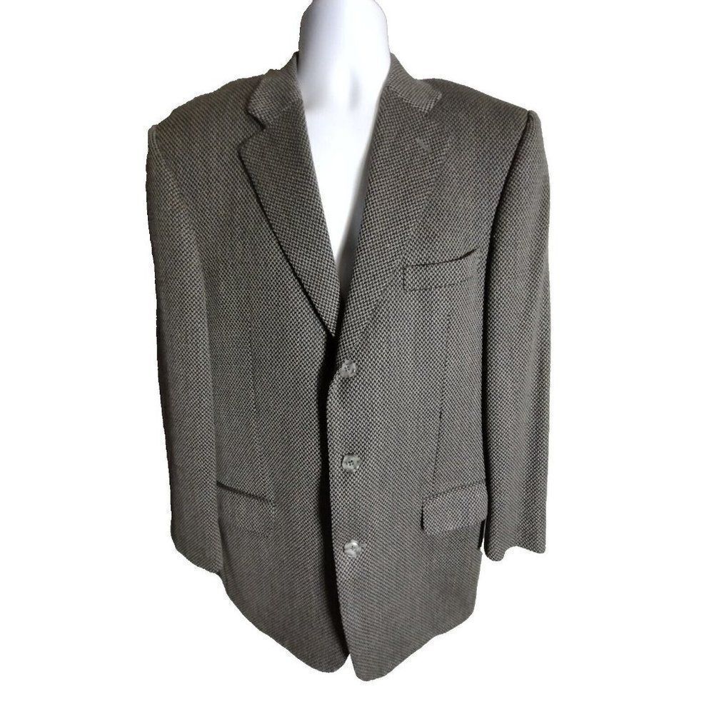 🔥ERMENEGILDO ZEGNA Gray 44L Houndstooth Men's Blazer - 100% Wool